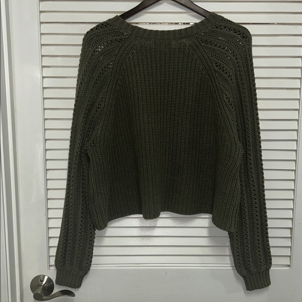 American Eagle Outfitters Army Green Boxy Knit Sweater - Picture 3 of 4